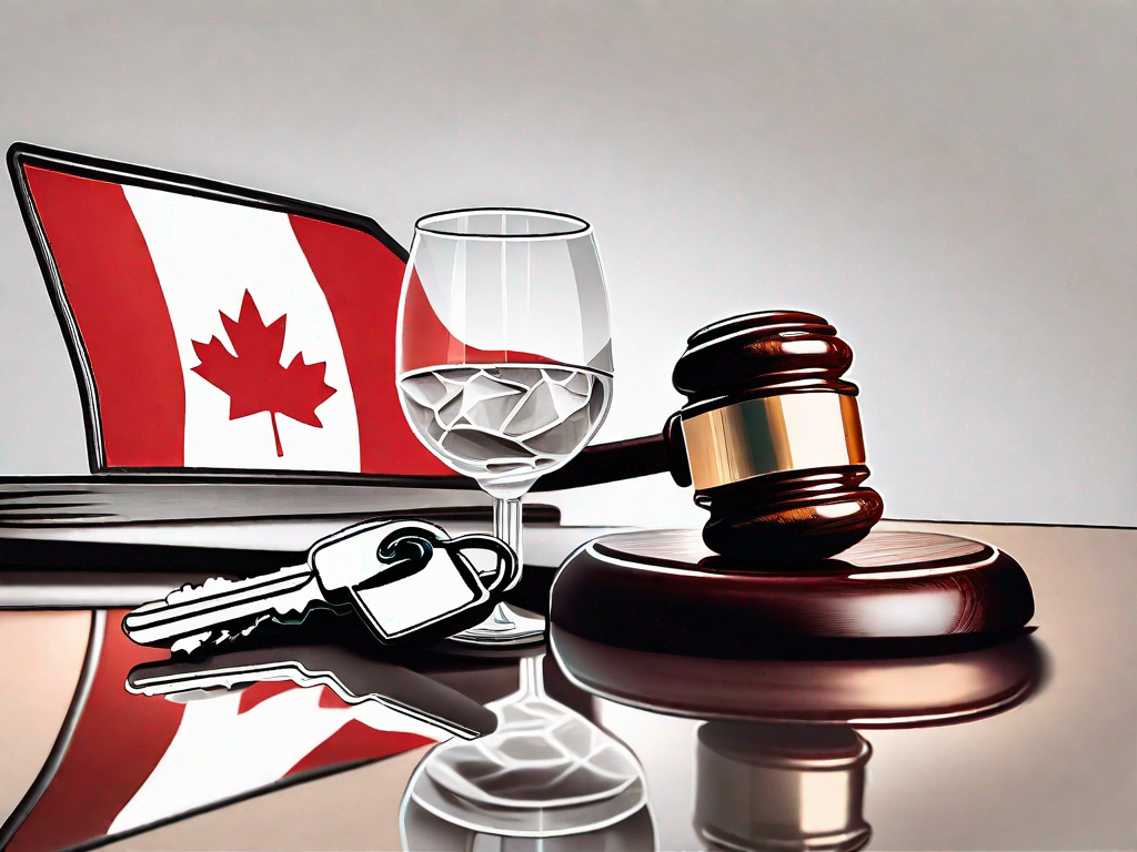 Getting a DUI Dismissed in Canada A gavel on a desk with a canadian flag in the background