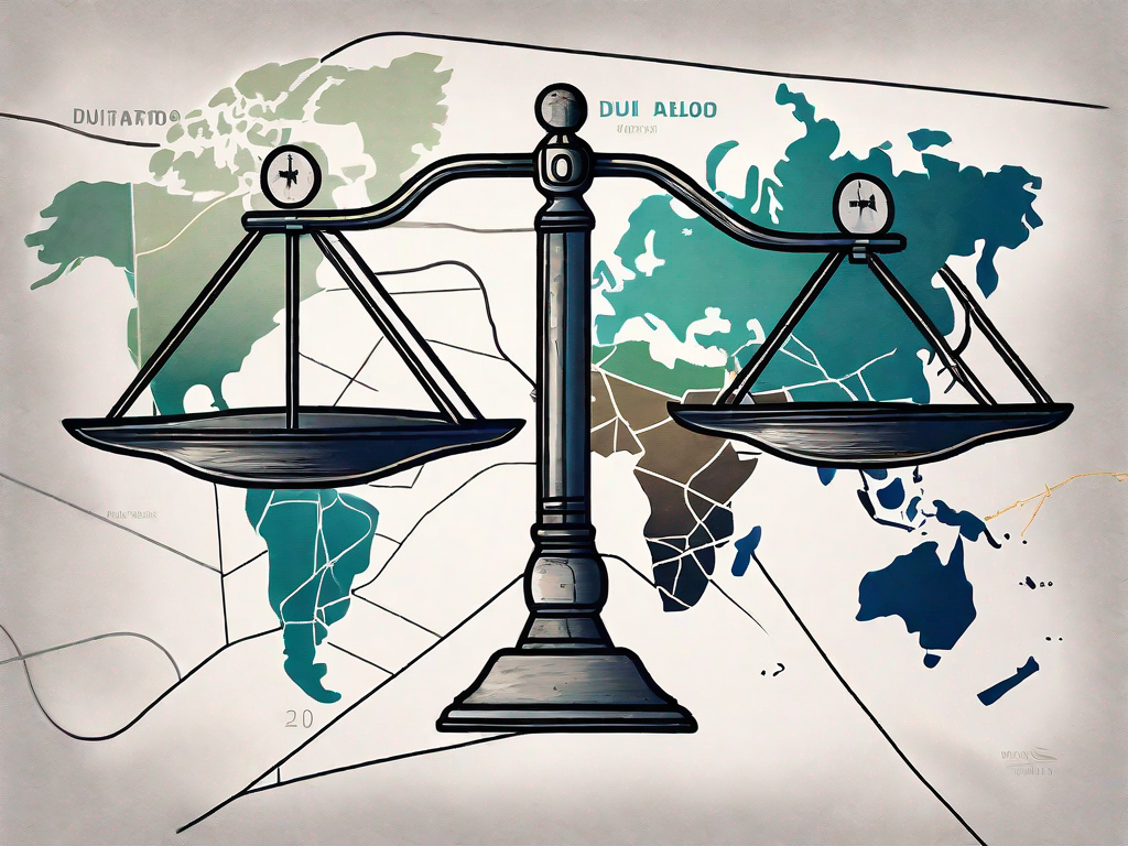 Chances Of Winning A DUI Case In Ontario A balanced scale with a dui symbol on one side and the ontario map on the other